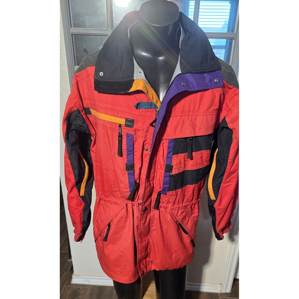 Vintage Helly Hansen Equipe Ski Jacket Red Colorblock Mens Large Retro 90s HH